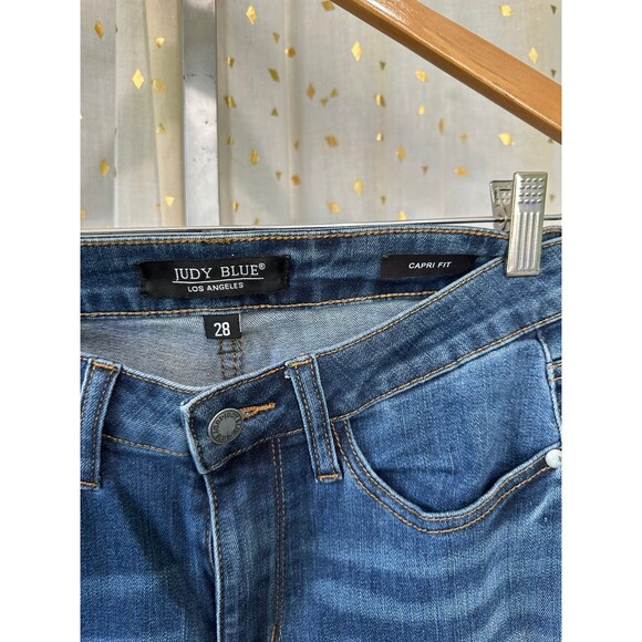 Judy Blue JB82154-JS Dark Wash Capri Fit Folded Hem Jeans 28 - Picture 3 of 4
